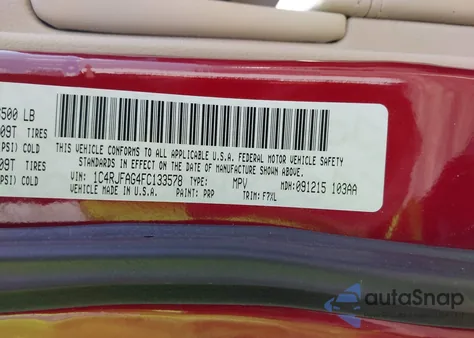2015 Jeep Grand Cherokee Laredo from USA, damaged, VIN 1C4RJFAG4FC133578